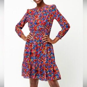 New! J Crew Cinched Waist Dress in Watercolor Floral Print Size Small